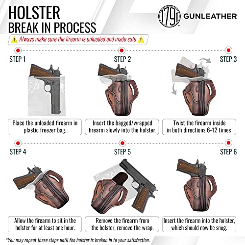 Right Hand OWB Leather Gun Holster for Belts fits All 1911 Models with 4" and 5" Barrels L934268
