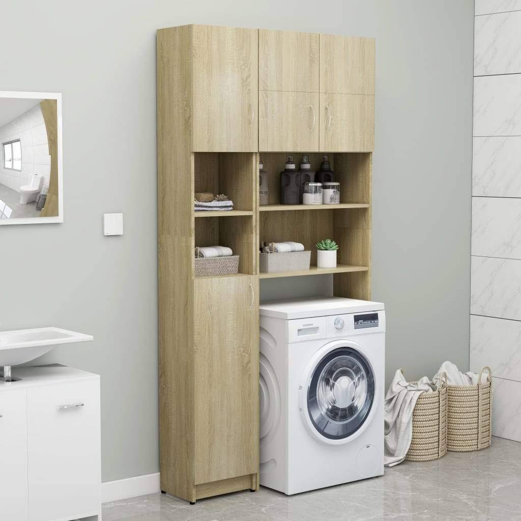 Bathroom Cabinet High Gloss Gray Chipboard Z513477
