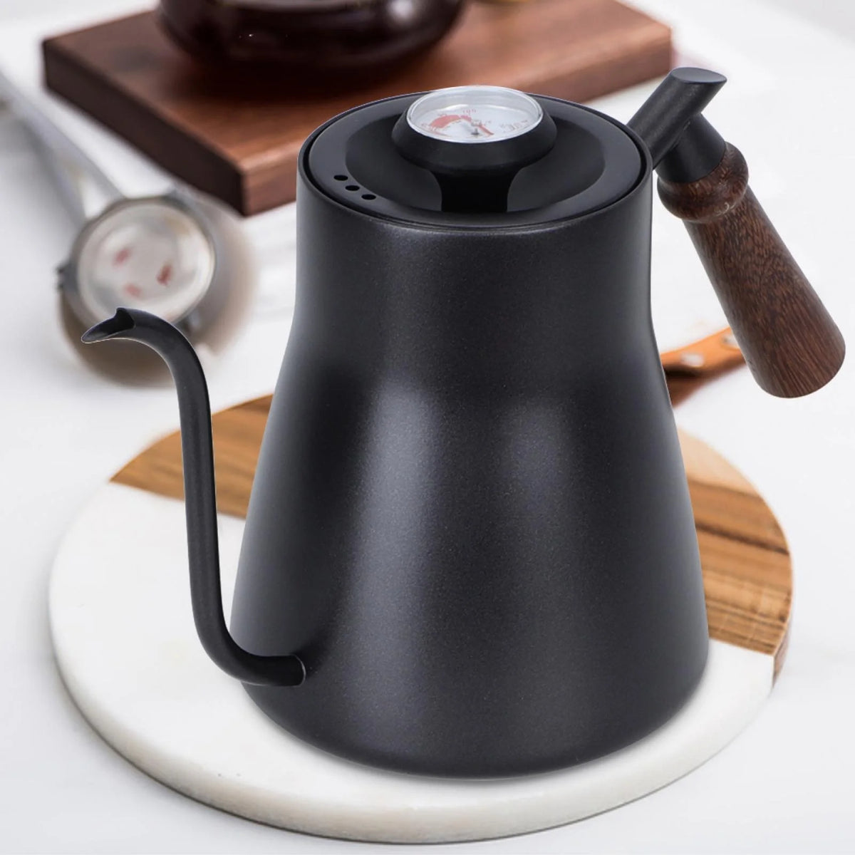 Coffee Pot with Wooden Handle and Thermometer R3013