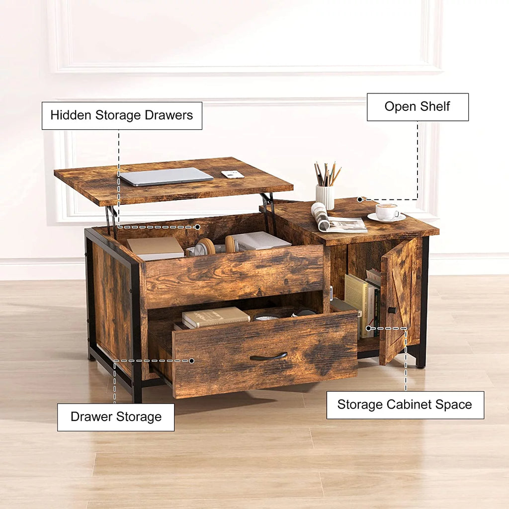 41.7" Lift Top Coffee Table with Storage Drawer Z98124