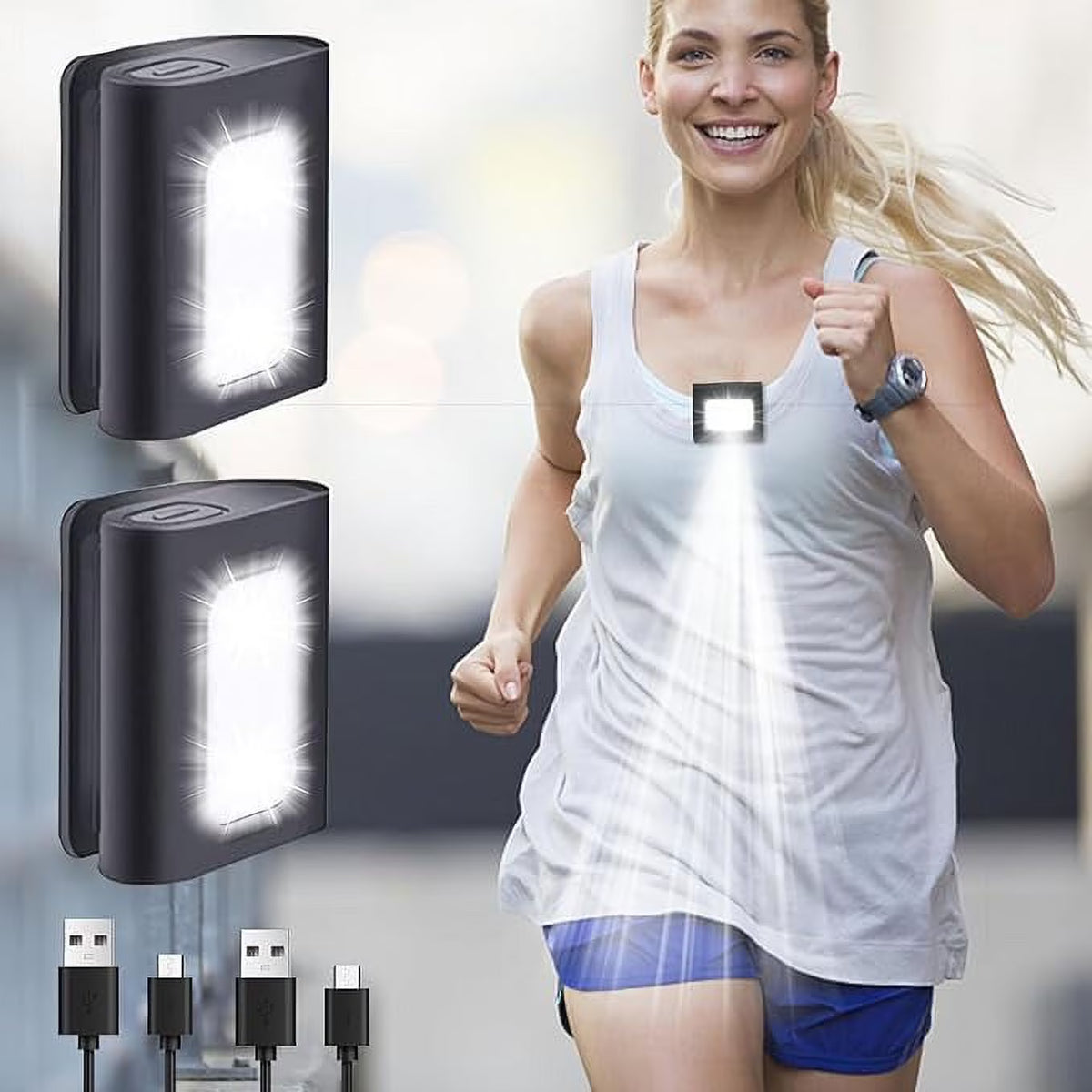 2Pack USB Rechargeable LED Clip on Running Light C91877