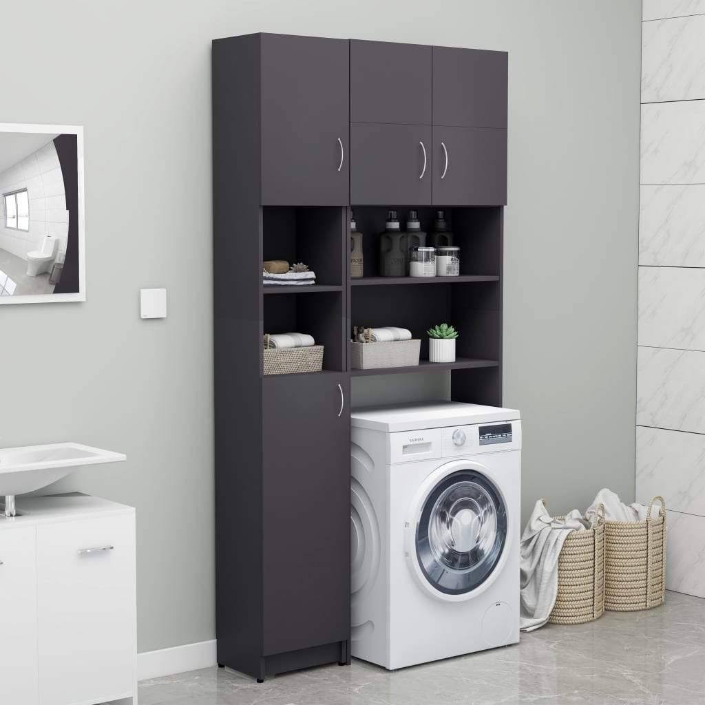 Bathroom Cabinet High Gloss Gray Chipboard Z513477