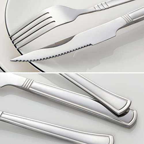 24-Piece Stainless Steel Flatware Set with Steak Knives Service for 4 Y59553