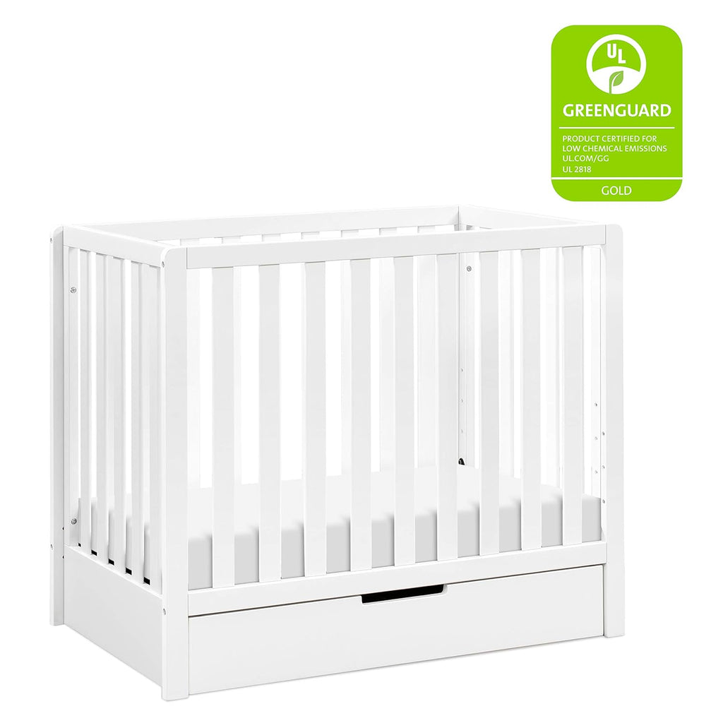 White 4-in-1 Convertible Mini Crib with Trundle Drawer D6562