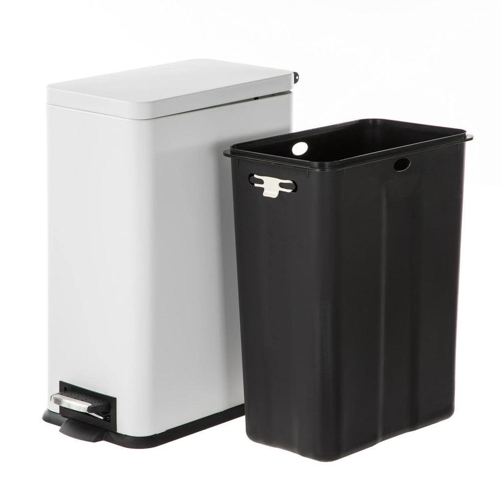 Rectangle Pedal Bin Trash Can, 30 LITER / 7.9 Gallon, Matte White K534