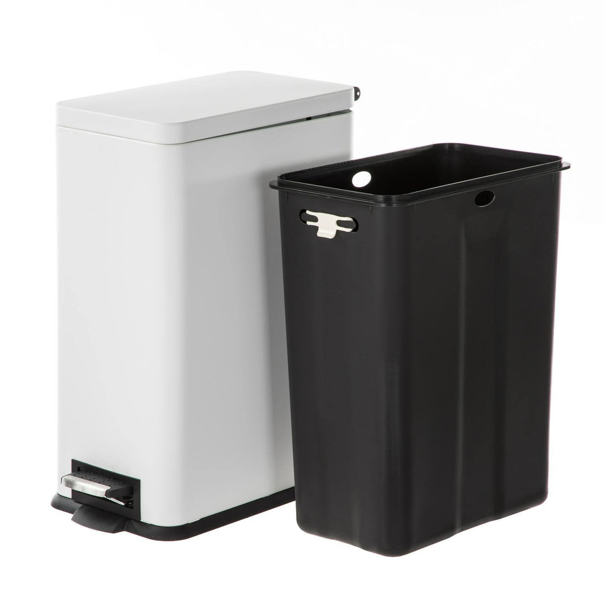 Rectangle Pedal Bin Trash Can, 30 LITER / 7.9 Gallon, Matte White K534