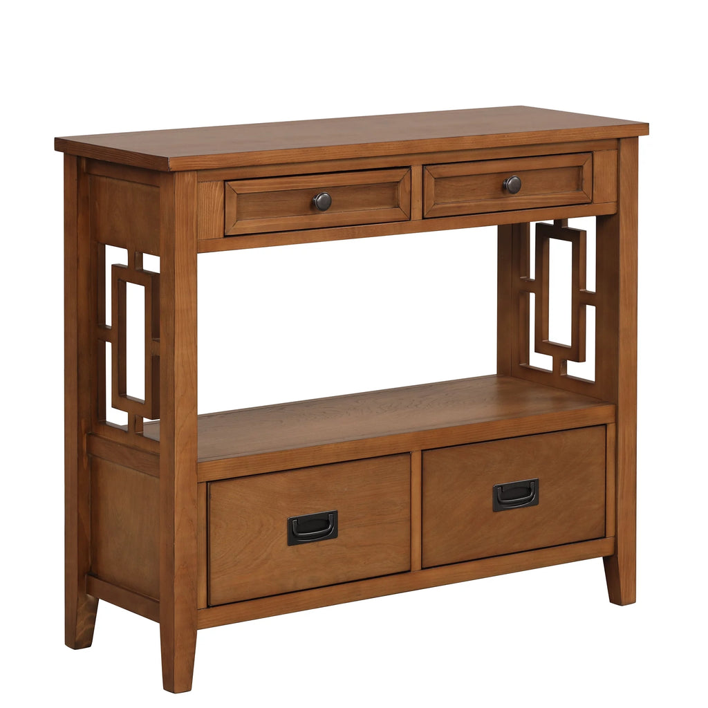 36'' Pine Wood Console Table with 4 Drawers & 1 Storage Shelf J90660