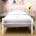White Twin Metal Platform Bed Frame U678