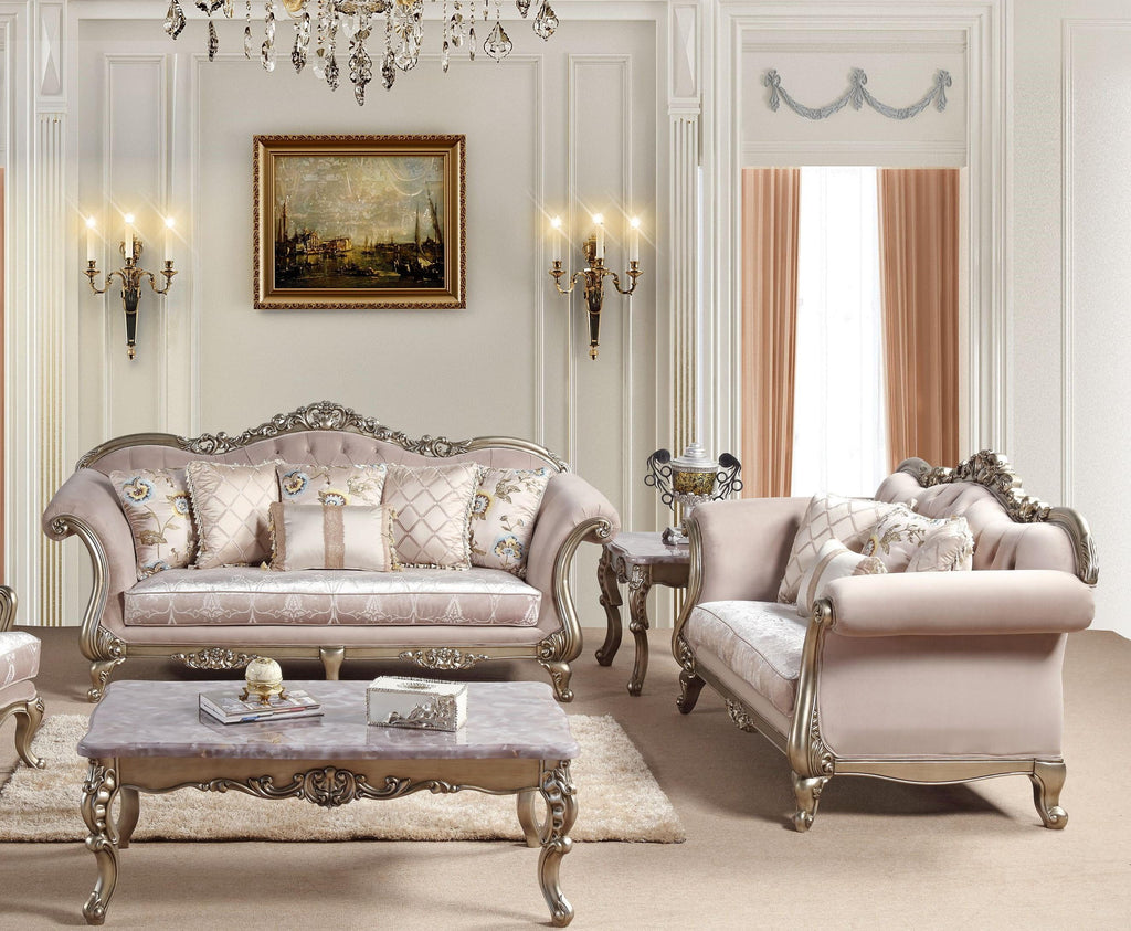 Champagne Wood Sofa Set 2Pcs G530