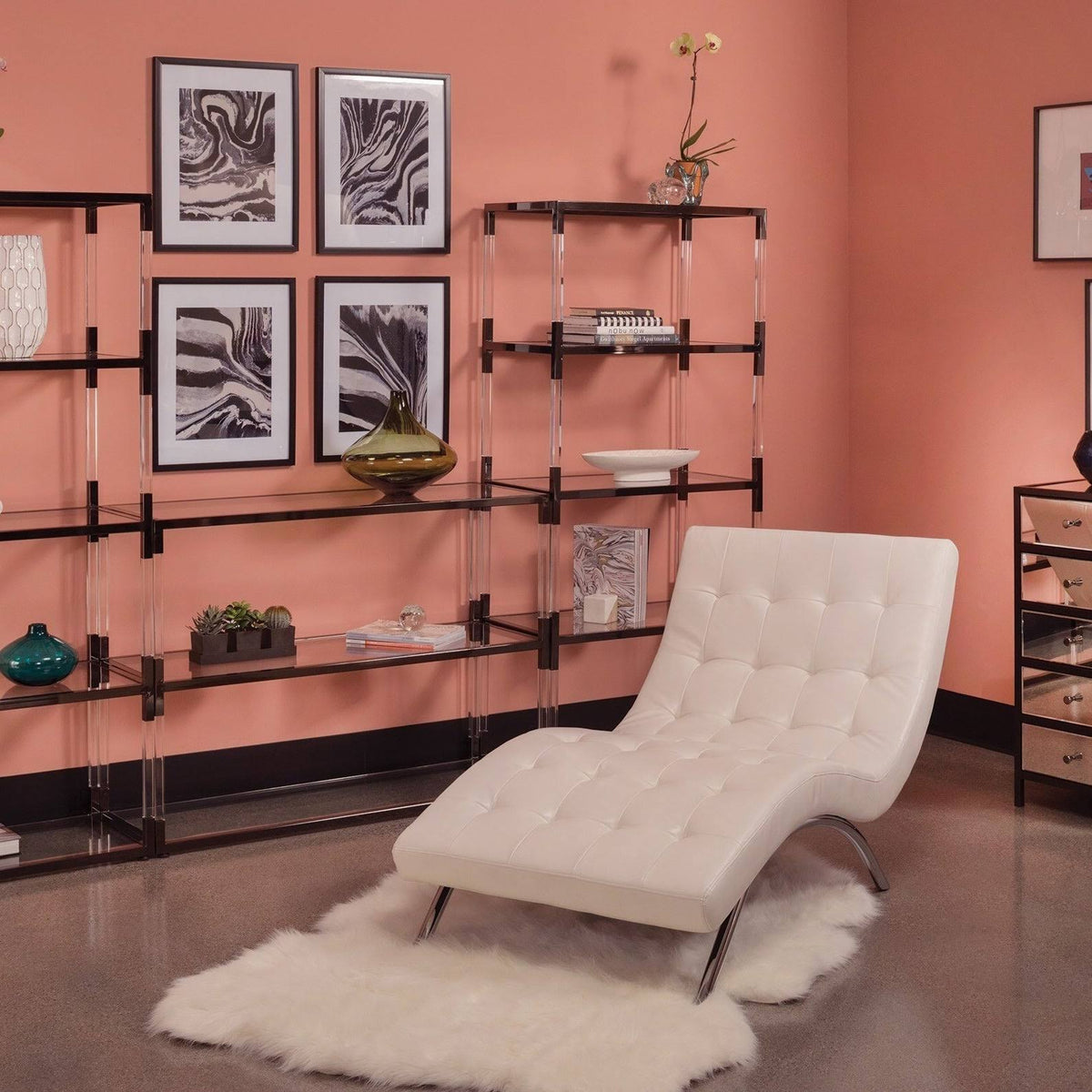 Tufted Chaise Pewter D29082