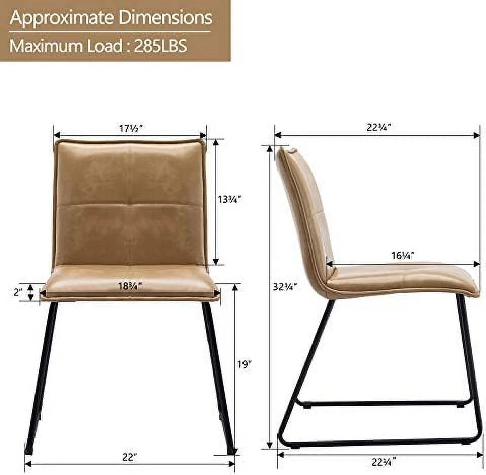 Faux Leather Dining Chairs Set of 2 with Metal Legs H335
