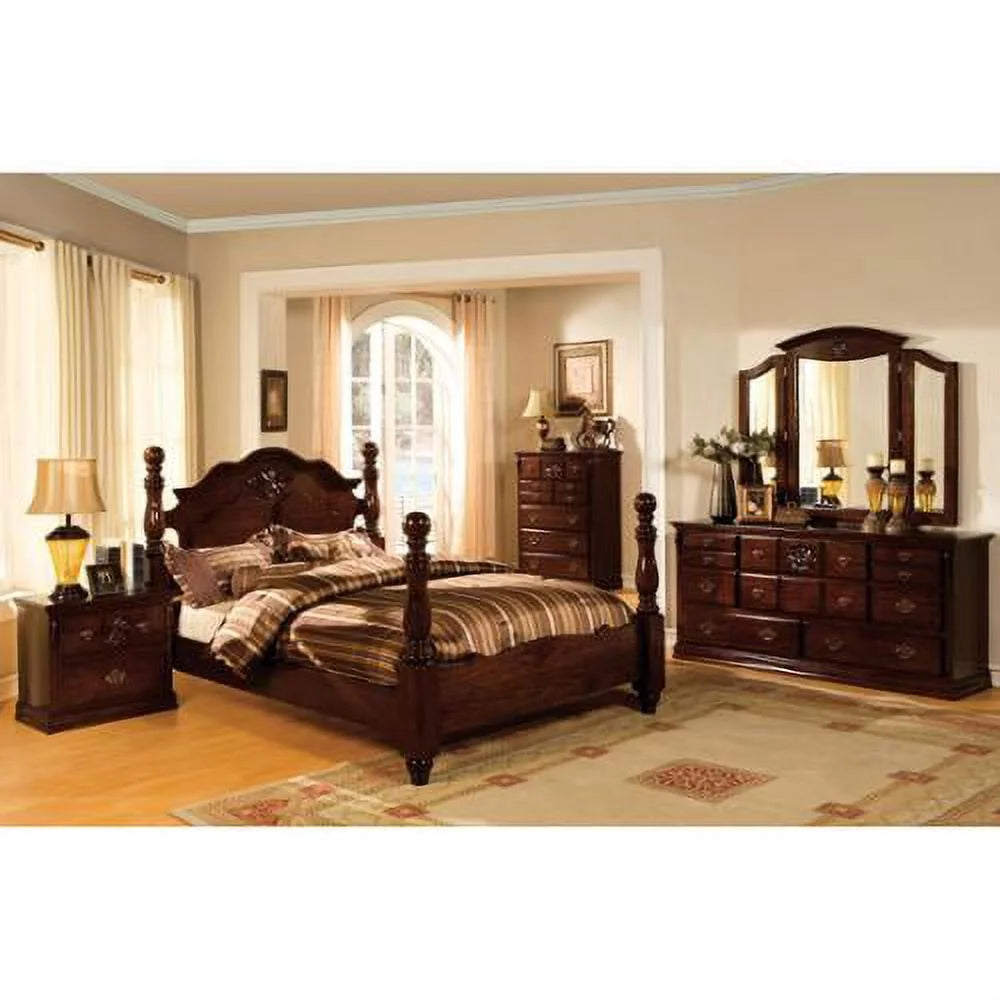 Dark Pine 4-piece Poster Bedroom Set A231