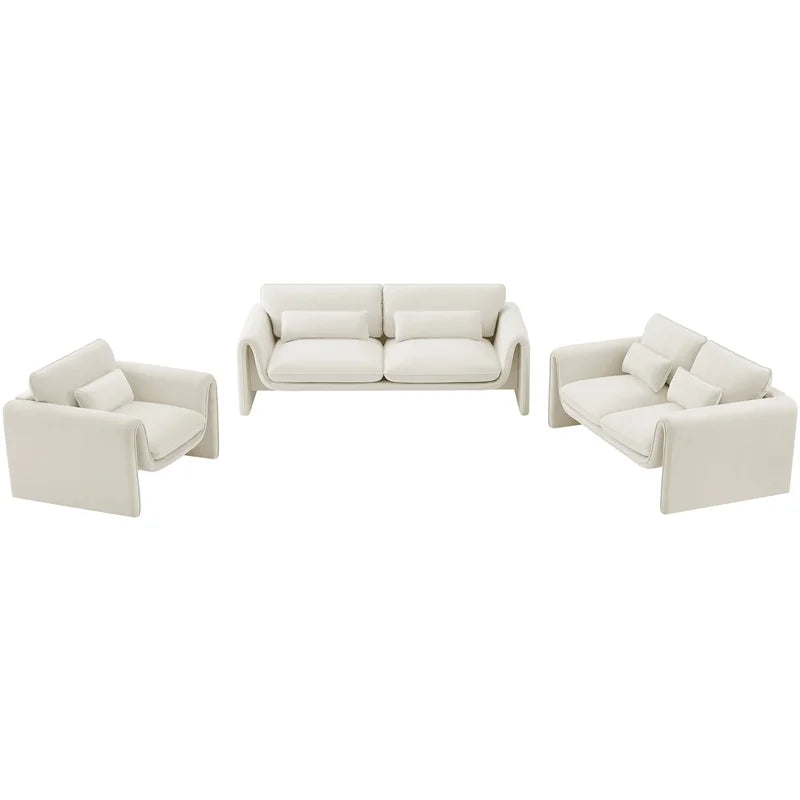 Cream Velvet Loveseat S305197