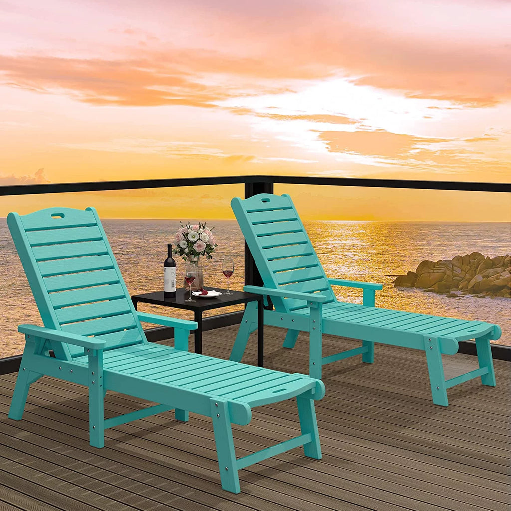 Blue Adjustable Resin Chaise Lounge Chair O8395