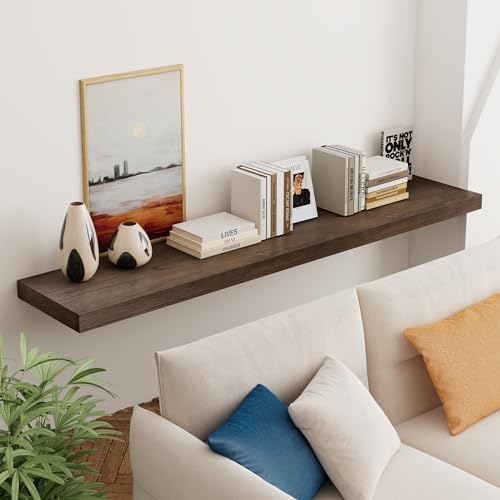 48 Inch Solid Wood Floating Shelves with Invisible Brackets D12150