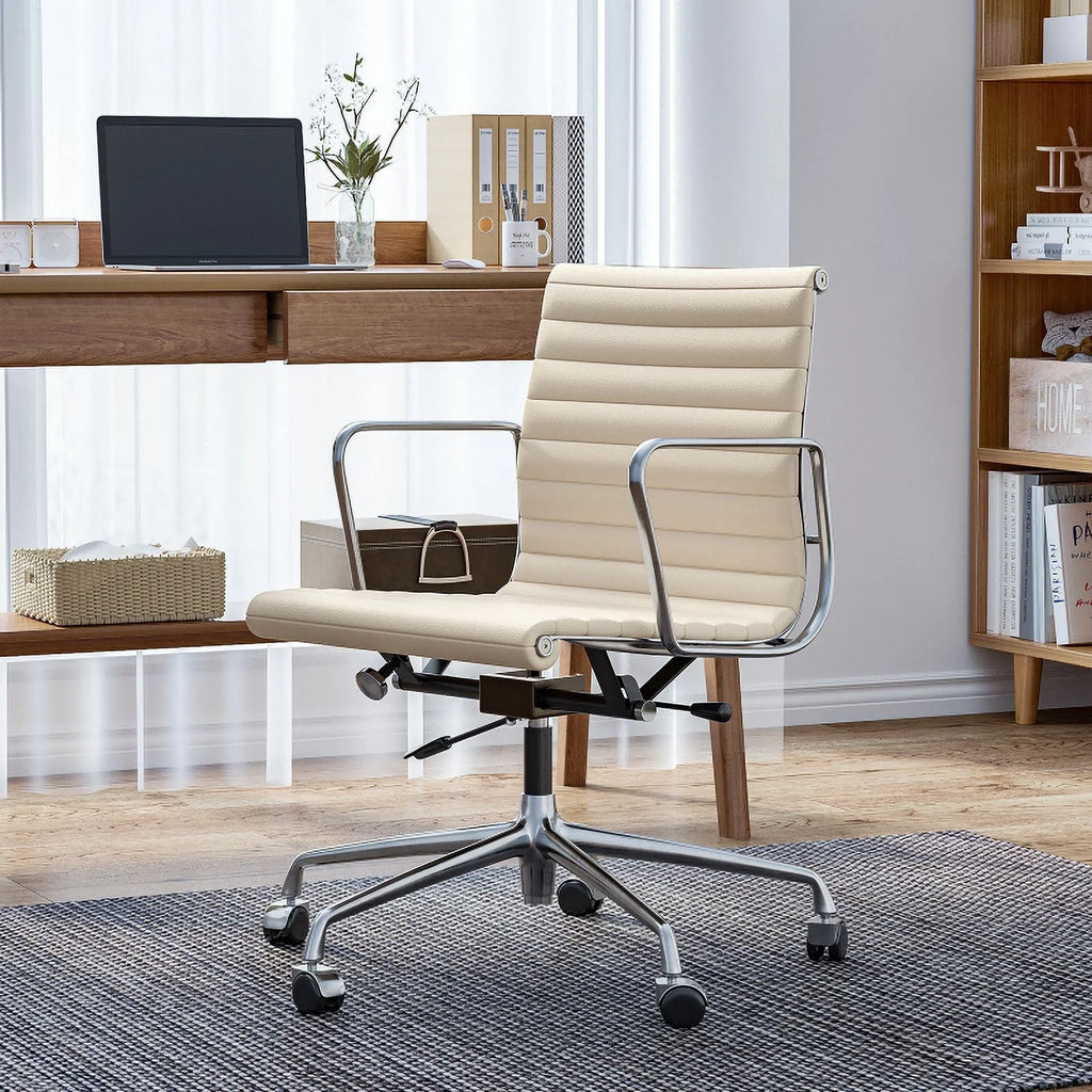 White Ergonomic Leather Office Chair I677