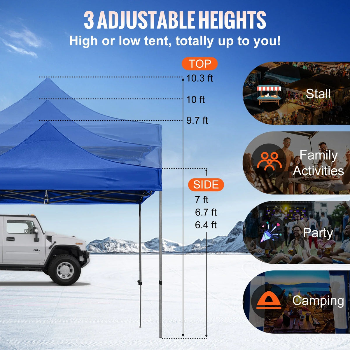 10 x 10 FT Blue Pop Up Canopy Tent with Sidewalls W613