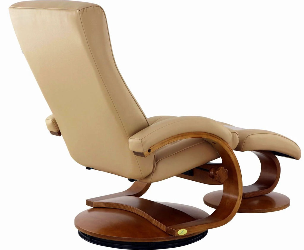 Tan Brown and White Recliner Chair with Ottoman C417
