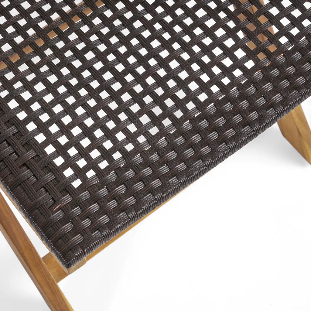 Acacia Wood Foldable Bistro Chairs with Wicker Seating Set of 2 F317207