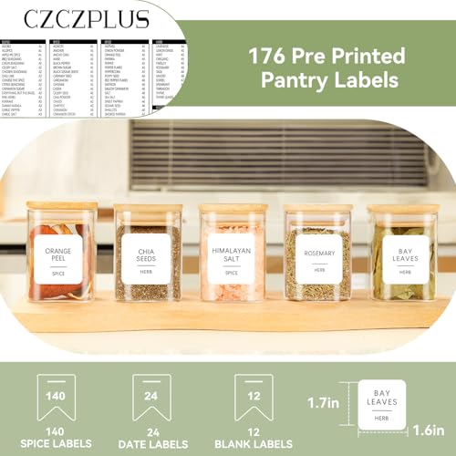 12 Pcs Glass Spice Jars with Bamboo Airtight Lids, 6 oz Spice Containers Q6585
