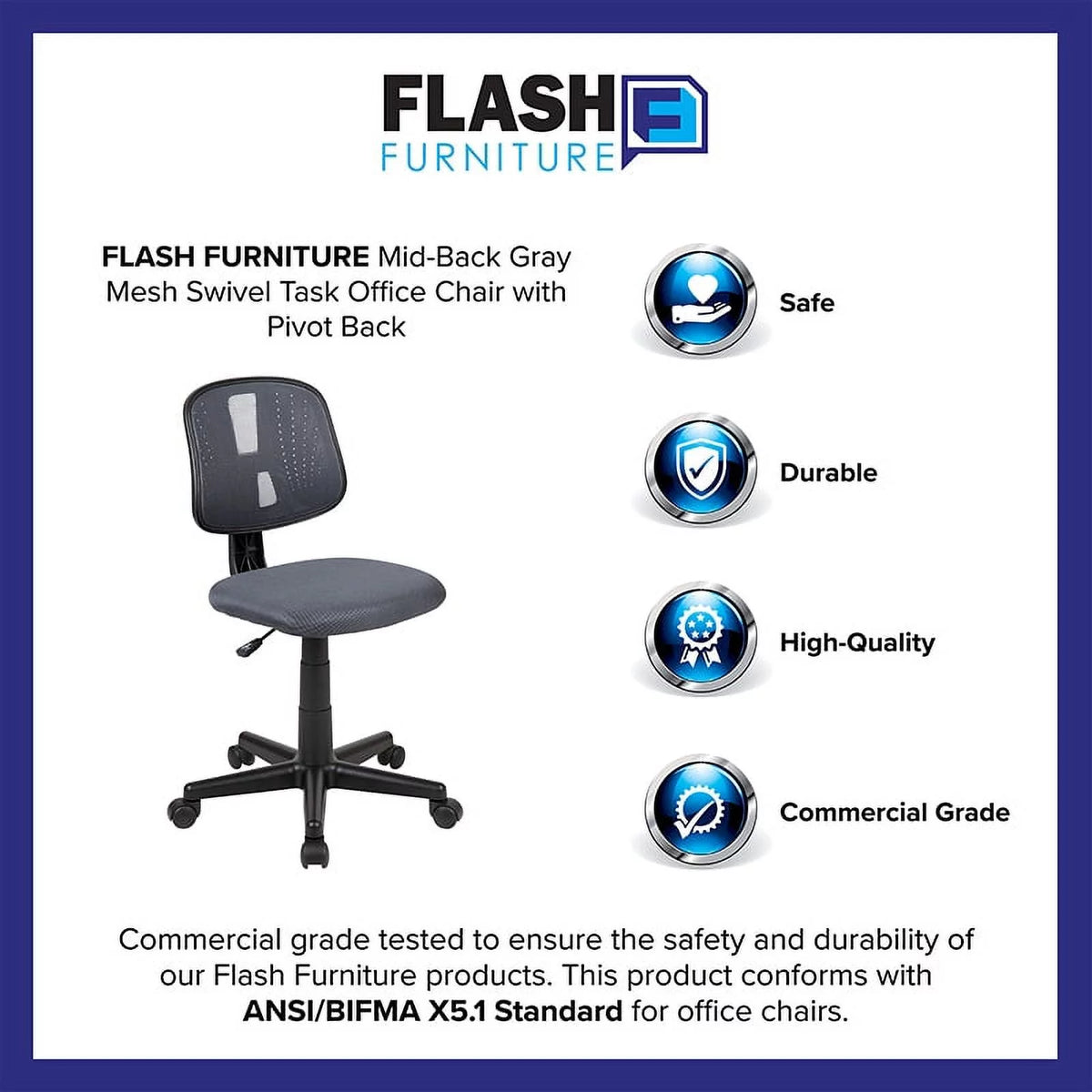 Gray Mesh Swivel Task Office Chair J117898