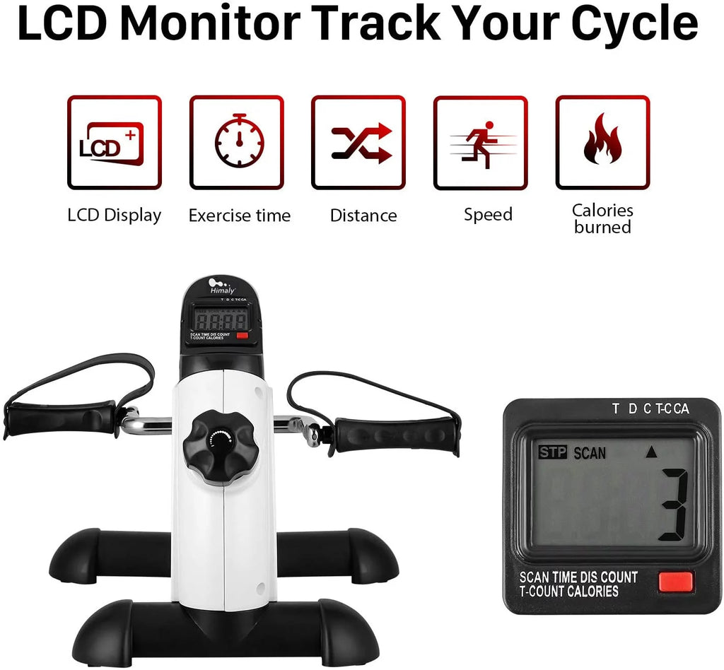 White Portable Mini Exercise Bike with LCD Screen O461657
