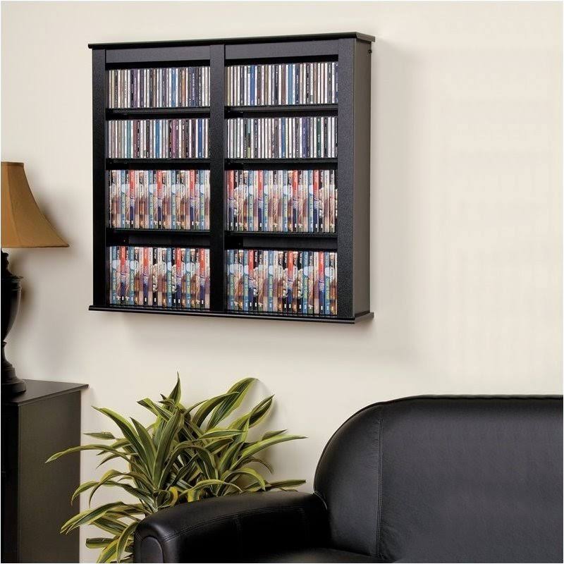 Black Double Floating Media Wall Storage M541692