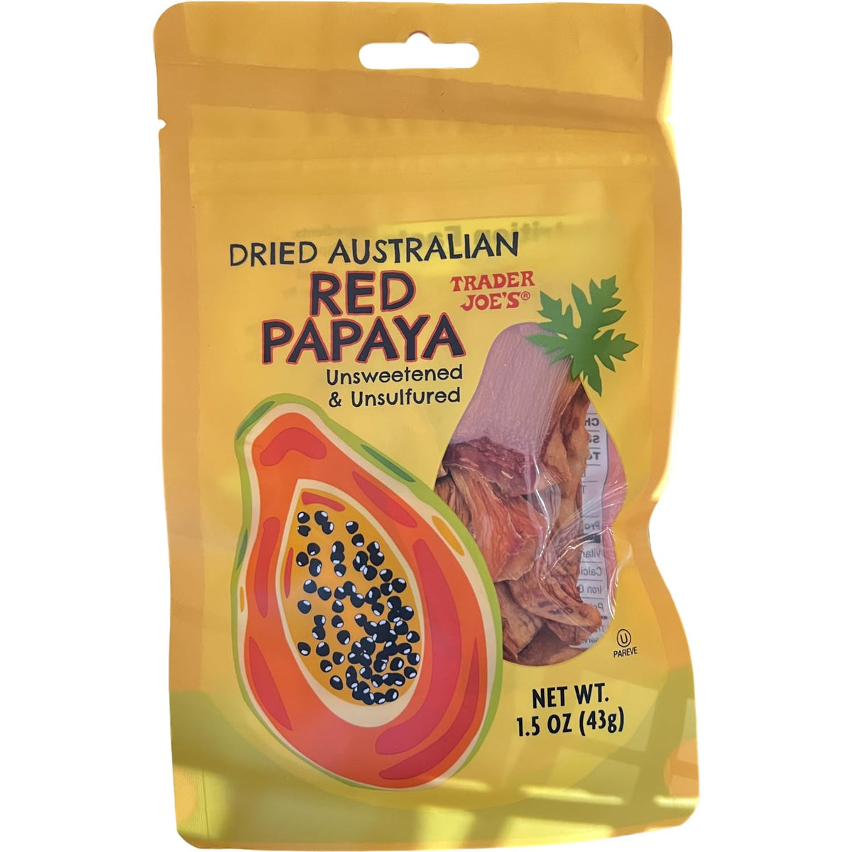 Dried Australian Red Papaya Unsweetened Unsulfured, 1.5 oz W95453