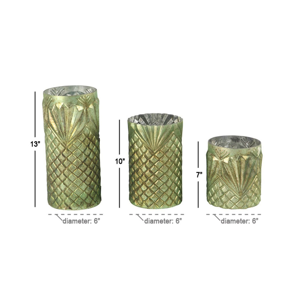 Set of 3 Cylindrical Glass Candle Holders Z77818