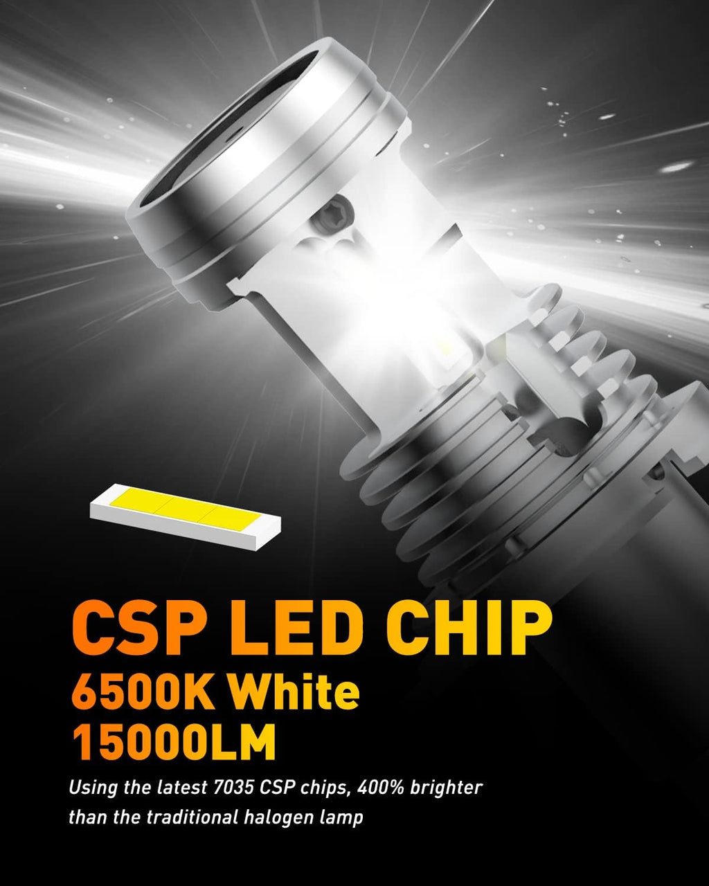 9003 H4 LED Bulbs Hi/Lo Beam 15000 Lumens Pack of 2 C943786