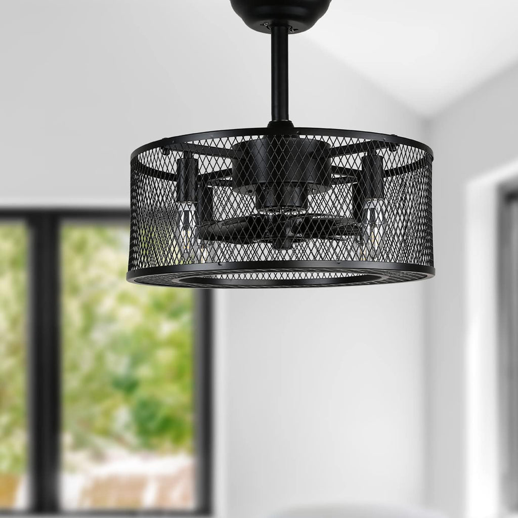 Black Bladeless Ceiling Fan with Lights and Remote E62533