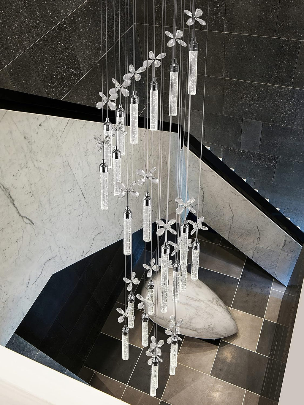 12-Lights Raindrop Spiral Crystal Chandelier with Remote Control Dimmable LED Z82335