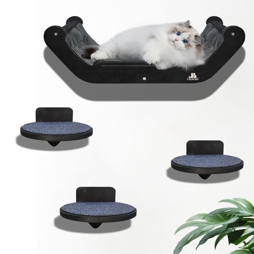 Wooden Cat Wall Shelves with 3 Steps A1295
