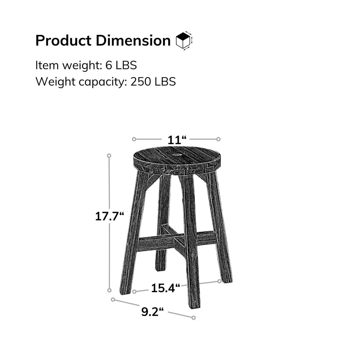 Acacia Wood Stool Round Top Natural Color Y33852