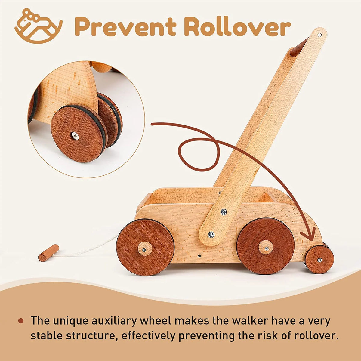 Wooden Baby Walker Push and Pull Toy Wagon U618