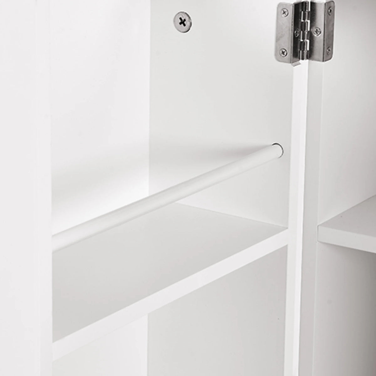 White 4 Door Freestanding Kitchen Pantry Storage Cabinet with Drawer and Adjustable Shelf V972438