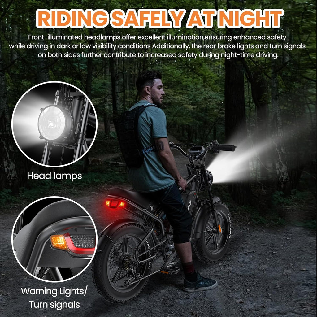 20'' Fat Tire Electric Bike with 1500W Peak Motor and 48V15.6Ah Removable Battery T5502