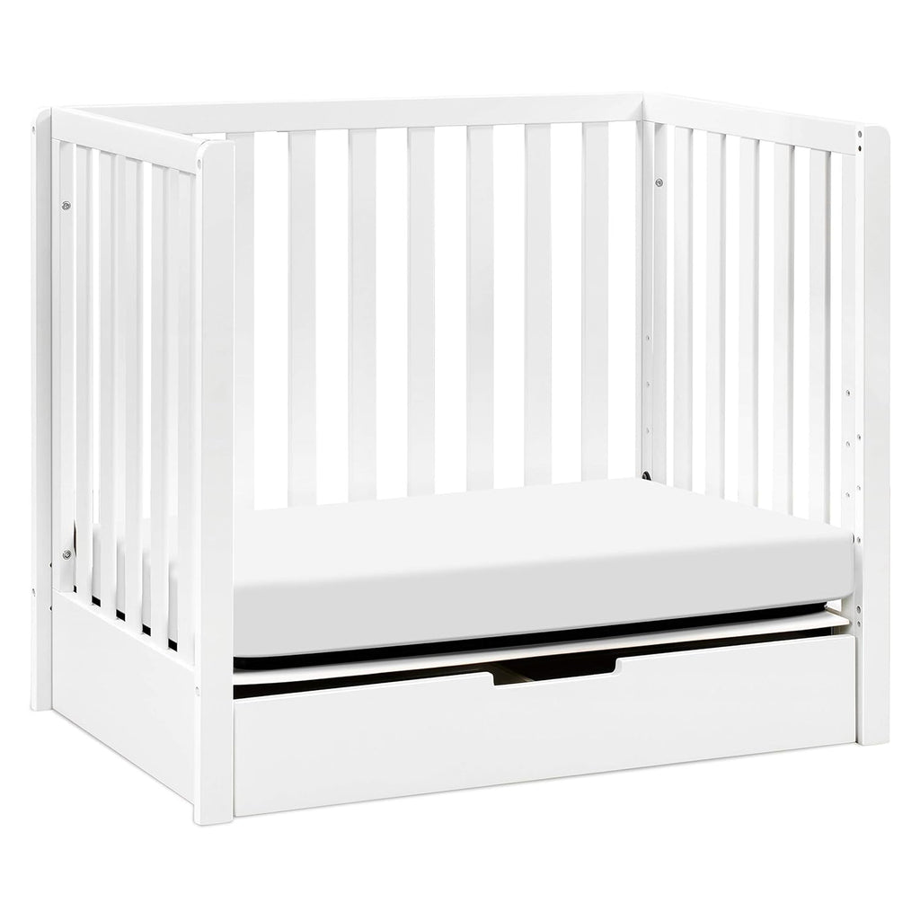 White 4-in-1 Convertible Mini Crib with Trundle Drawer D6562