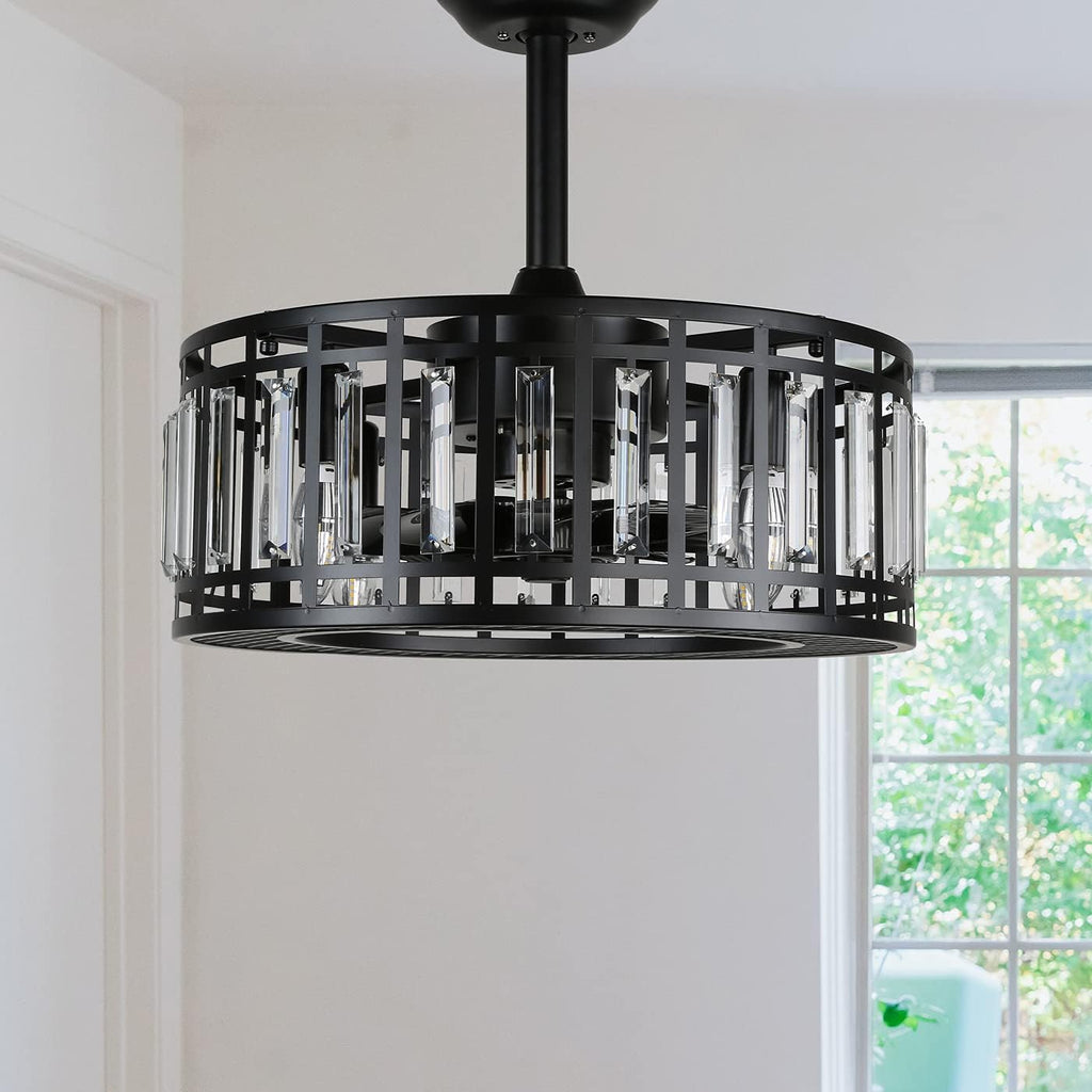 Black Bladeless Ceiling Fan with Lights and Remote E62533