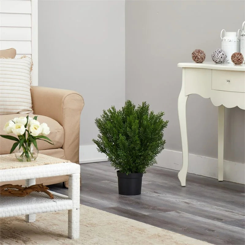 2'H Artificial Cedar Bush With Pot, Green/Black S224