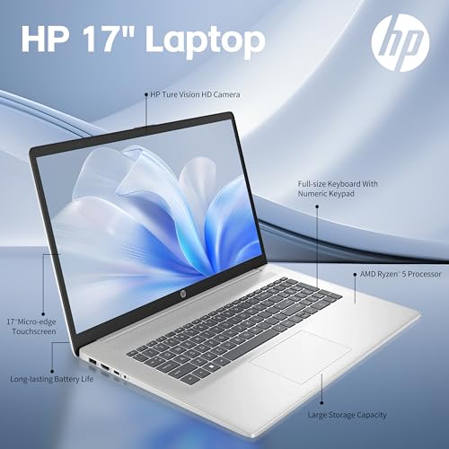 17.3 inch Laptop, AMD Ryzen 5 7530U, 17.3" HD+ Touchscreen, 32GB RAM, 1TB SSD, Windows 11 Home, Silver, Renewed Z256