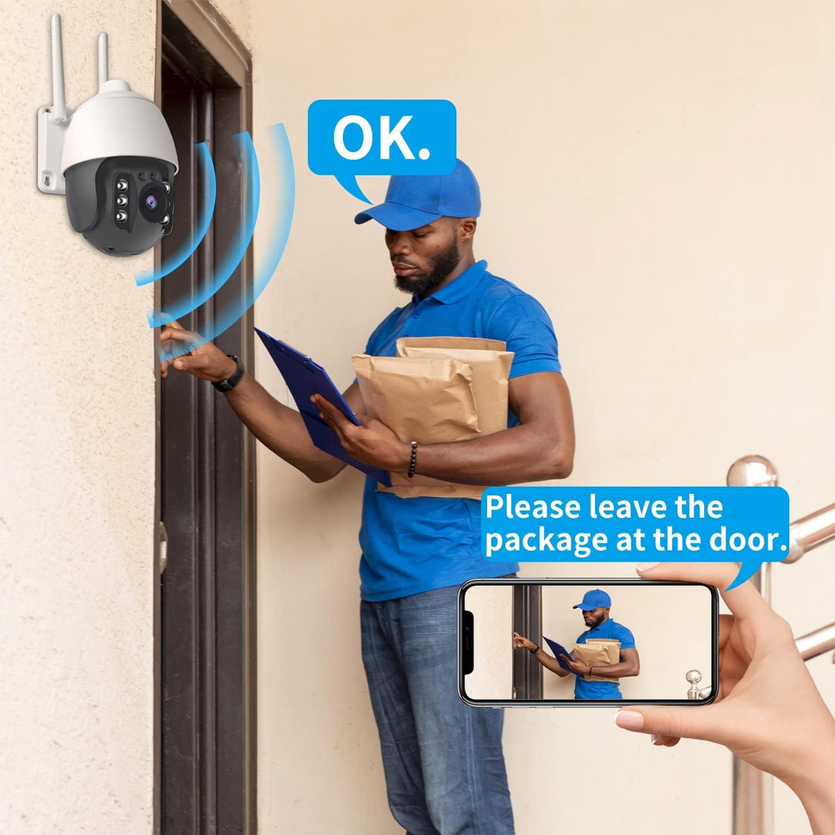 Wireless WiFi 1080P Security Camera with Motion Detection, Auto Tracking, Two Way Audio, Full Color Night Vision K159