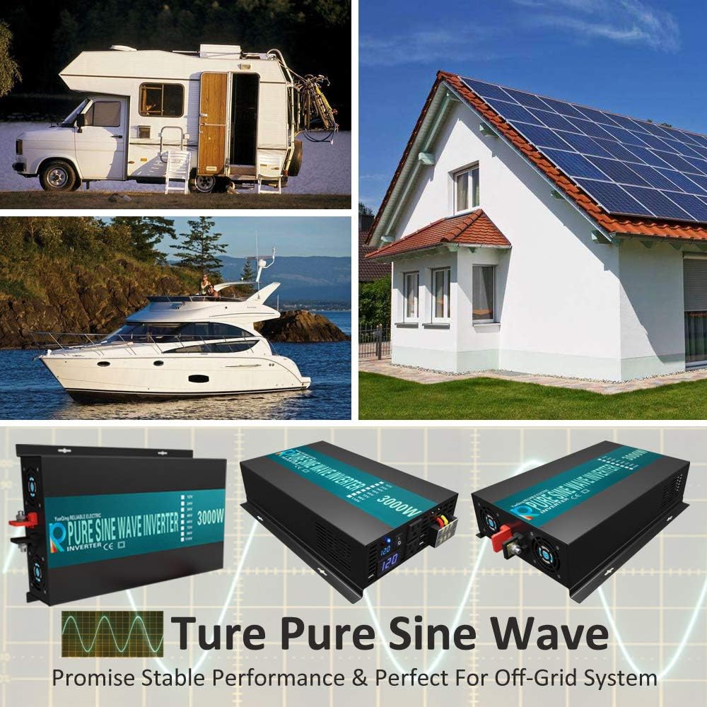 3000 Watt Continuous 6000 Watt Peak 36v Pure Sine Wave Power Inverter with 2 AC Outlets H420