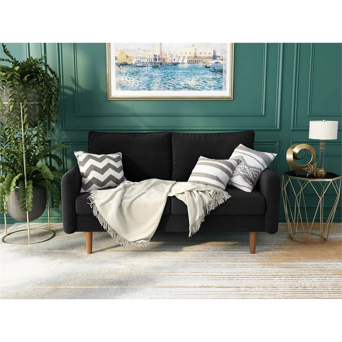 Black Velvet Loveseat N308441