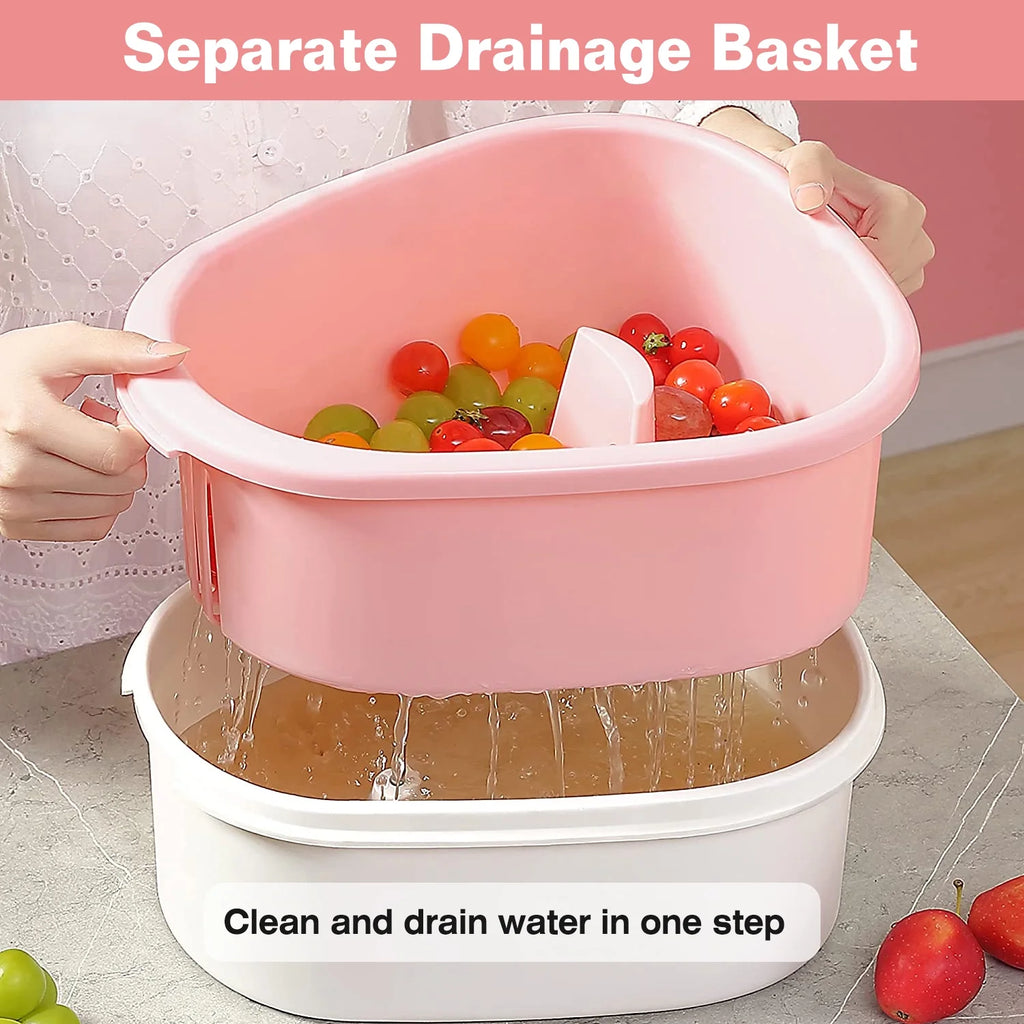 Pink Fruit Vegetable Washing Spinner with Bowl D8757