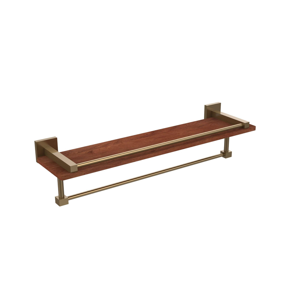 Brushed Bronze Ironwood Shelf with Gallery Rail and Towel Bar P624925
