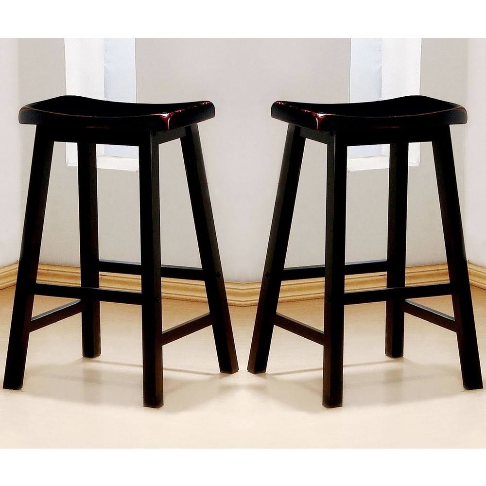 Black Cherry Saddle Design Bar Stools, Set of 2 P57748