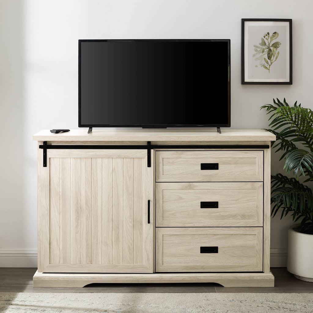 Farmhouse Sliding Door Sideboard with 3 Drawers Birch U84722