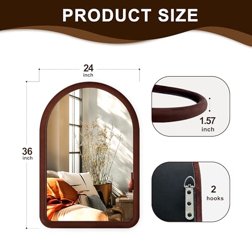 Cream White Arched Full Length Flannel Mirror P945