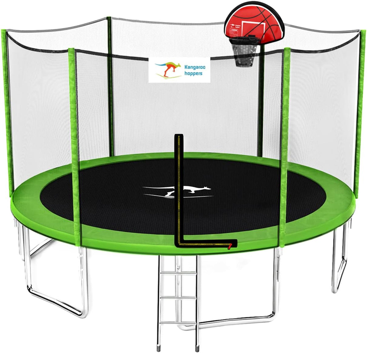 12/14/15 FT Trampoline with Safety Enclosure Net, Basketball Hoop and Ladder X8008